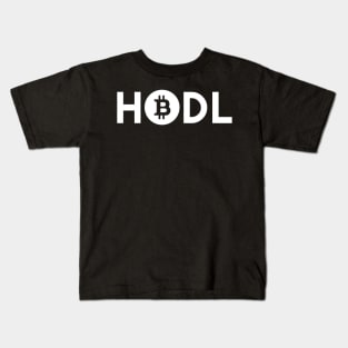 HODL BTC Bitcoin WHITE Kids T-Shirt